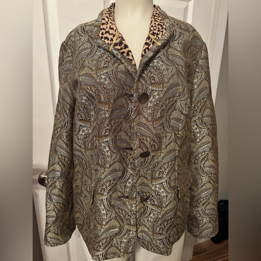Chico’s leopard paisley jacket blazer 0 / 4/S